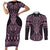 Mawhero Maori Ta Moko Poutama Art Couples Matching Short Sleeve Bodycon Dress and Long Sleeve Button Shirt