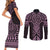 Mawhero Maori Ta Moko Poutama Art Couples Matching Short Sleeve Bodycon Dress and Long Sleeve Button Shirt