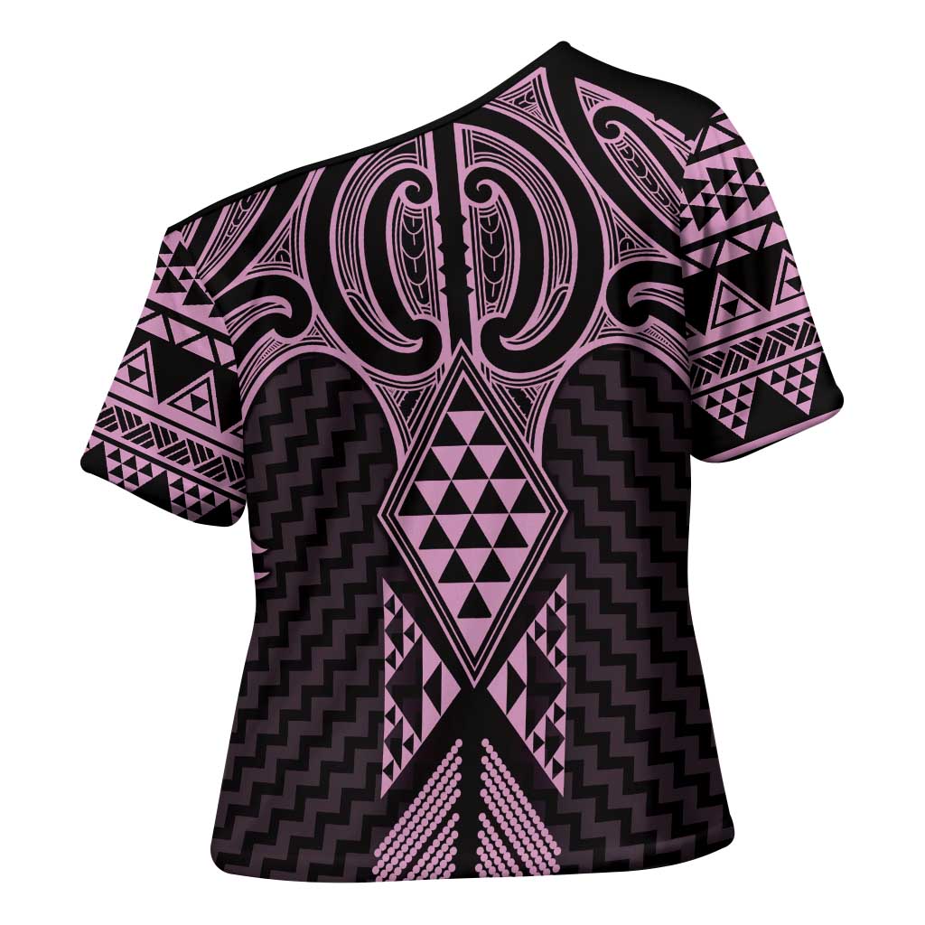 Mawhero Maori Ta Moko Poutama Art Cross Shoulder Shirt - Polynesian Pride