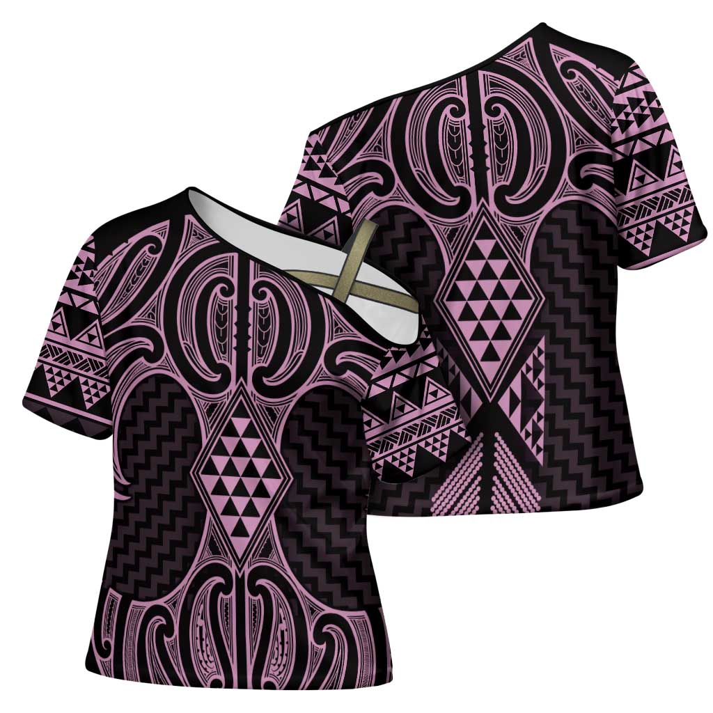 Mawhero Maori Ta Moko Poutama Art Cross Shoulder Shirt - Polynesian Pride