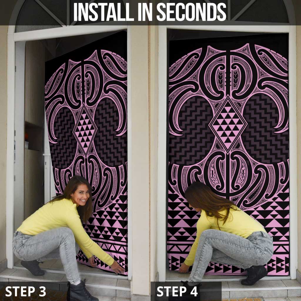 Mawhero Maori Ta Moko Poutama Art Door Cover - Polynesian Pride