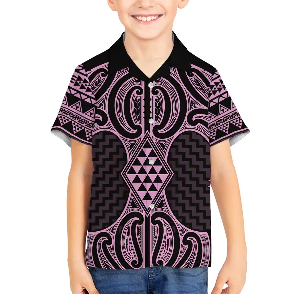 Mawhero Maori Ta Moko Poutama Art Family Matching Off Shoulder Maxi Dress and Hawaiian Shirt