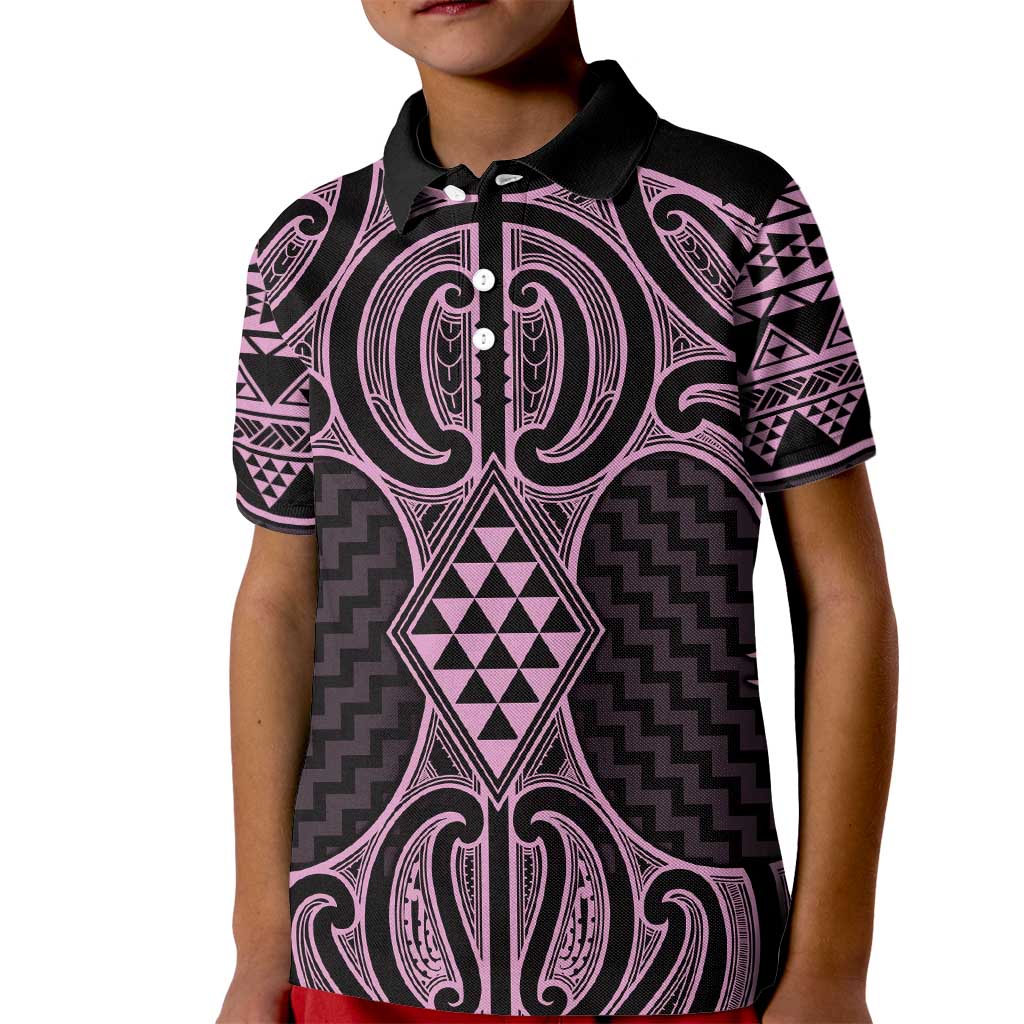 Mawhero Maori Ta Moko Poutama Art Kid Polo Shirt