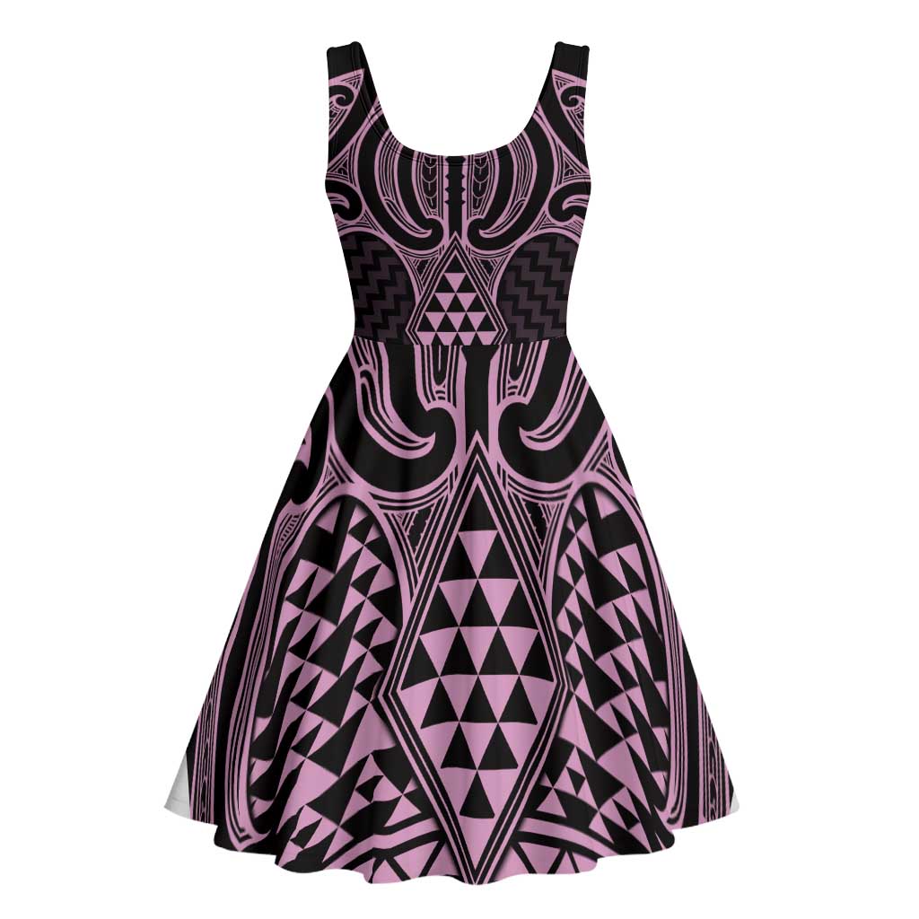 Mawhero Maori Ta Moko Poutama Art Midi Dress - Polynesian Pride