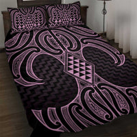 Mawhero Maori Ta Moko Poutama Art Quilt Bed Set LT9 Pink - Polynesian Pride