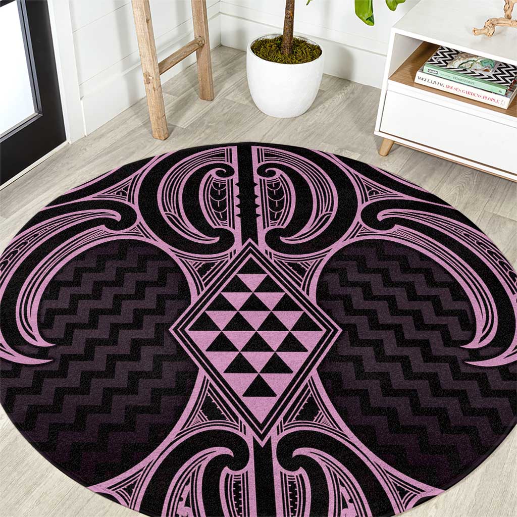 Mawhero Maori Ta Moko Poutama Art Round Carpet