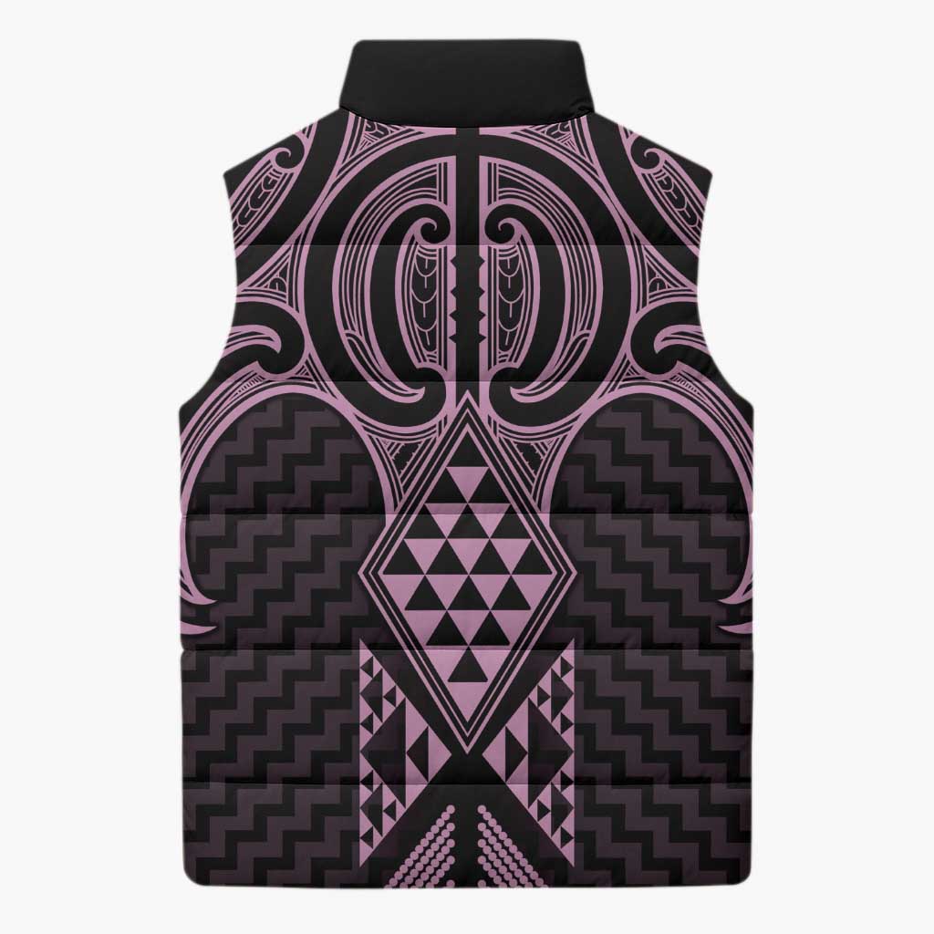 Mawhero Maori Ta Moko Poutama Art Sleeveless Puffer Jacket - Polynesian Pride