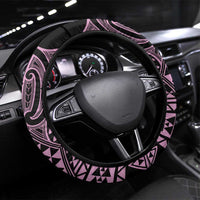 Mawhero Maori Ta Moko Poutama Art Steering Wheel Cover LT9 Universal Fit Pink - Polynesian Pride