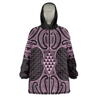 Mawhero Maori Ta Moko Poutama Art Wearable Blanket Hoodie LT9 One Size Pink - Polynesian Pride
