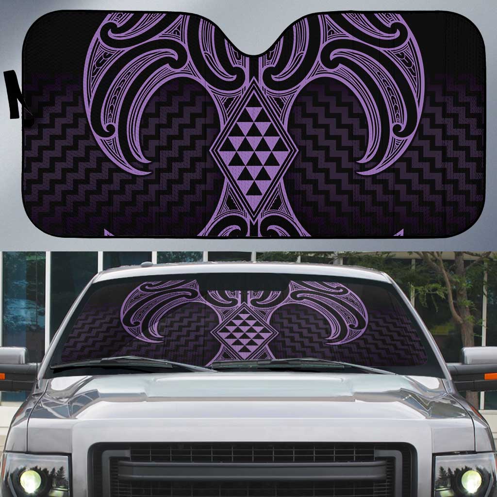 Waiporoporo Maori Ta Moko Poutama Art Auto Sun Shade - Polynesian Pride