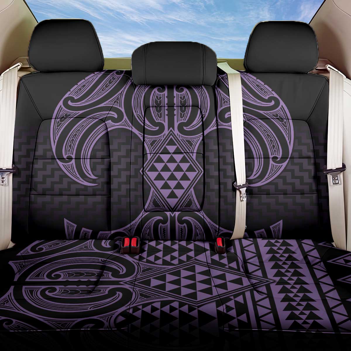 Waiporoporo Maori Ta Moko Poutama Art Back Car Seat Cover