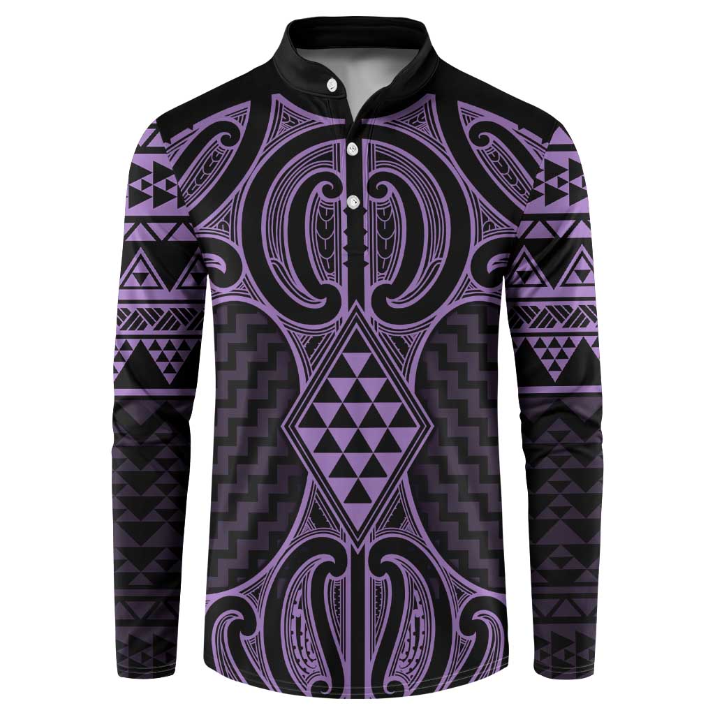 Waiporoporo Maori Ta Moko Poutama Art Button Sweatshirt