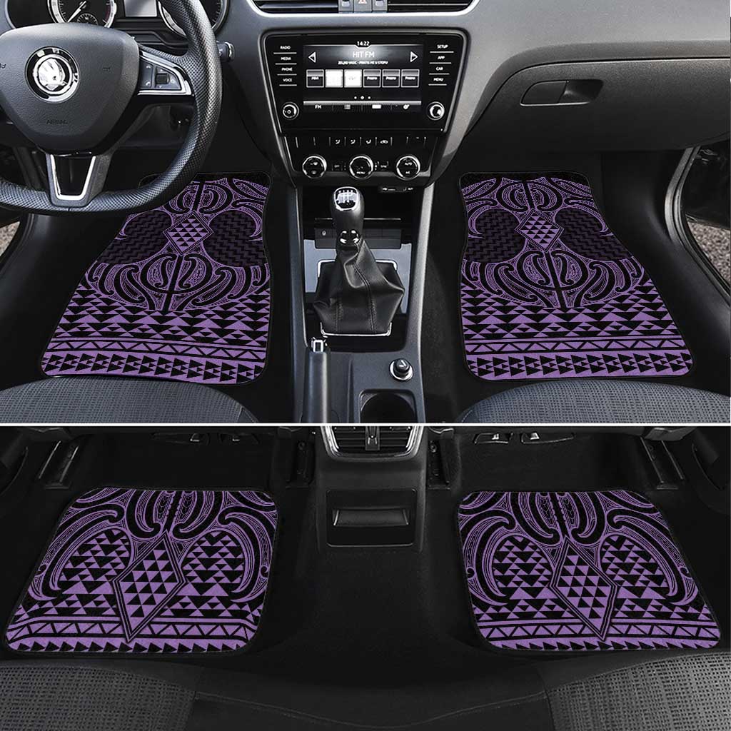 Waiporoporo Maori Ta Moko Poutama Art Car Mats LT9 Set 4pcs Purple - Polynesian Pride