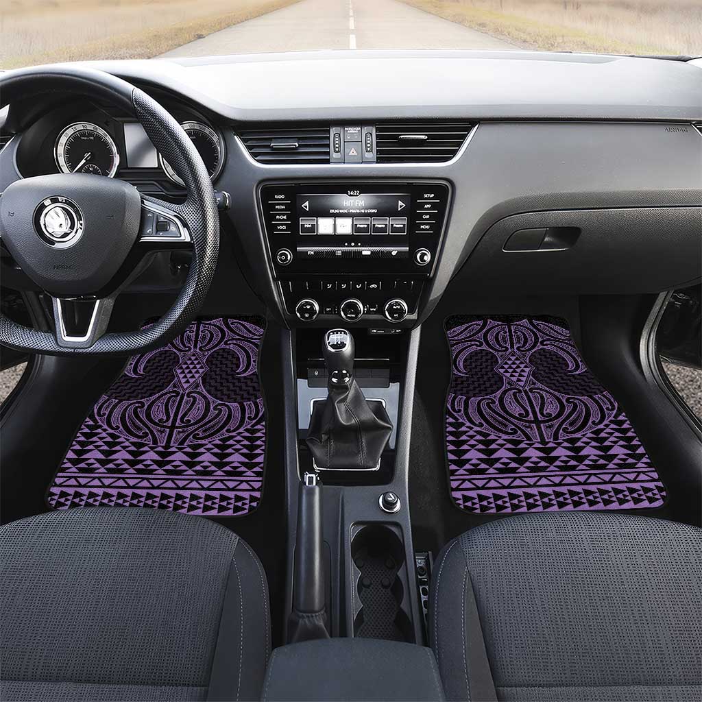 Waiporoporo Maori Ta Moko Poutama Art Car Mats LT9 Set 2pcs - Front Purple - Polynesian Pride