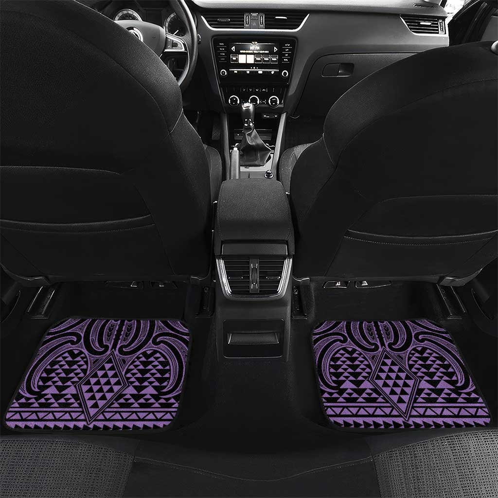 Waiporoporo Maori Ta Moko Poutama Art Car Mats LT9 Set 2pcs - Back Purple - Polynesian Pride