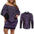 Waiporoporo Maori Ta Moko Poutama Art Couples Matching Off Shoulder Short Dress and Long Sleeve Button Shirt