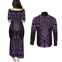 Waiporoporo Maori Ta Moko Poutama Art Couples Matching Puletasi and Long Sleeve Button Shirt LT9 - Polynesian Pride