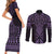 Waiporoporo Maori Ta Moko Poutama Art Couples Matching Short Sleeve Bodycon Dress and Long Sleeve Button Shirt