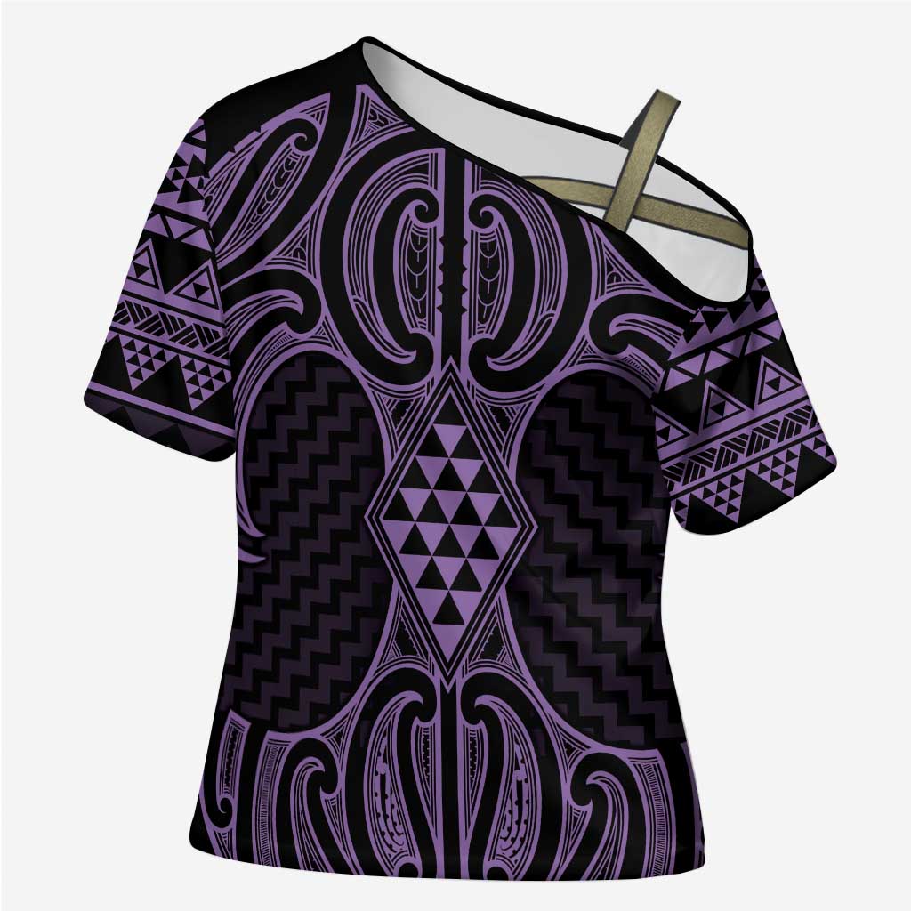Waiporoporo Maori Ta Moko Poutama Art Cross Shoulder Shirt - Polynesian Pride