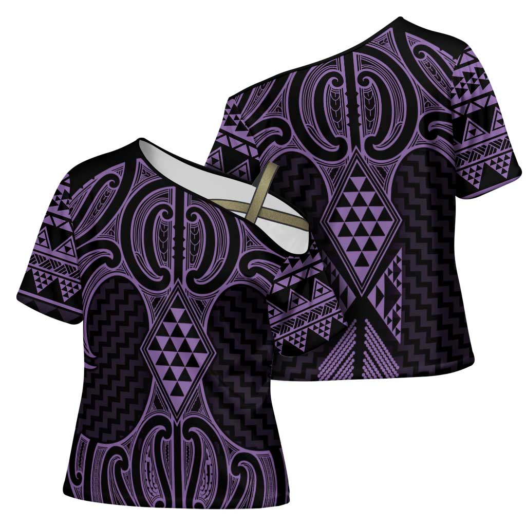 Waiporoporo Maori Ta Moko Poutama Art Cross Shoulder Shirt - Polynesian Pride
