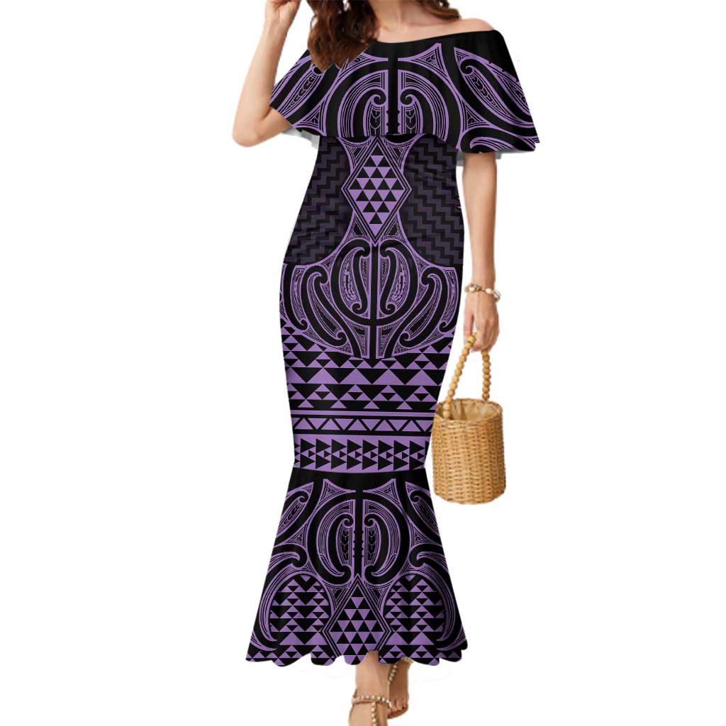 Waiporoporo Maori Ta Moko Poutama Art Family Matching Mermaid Dress and Hawaiian Shirt