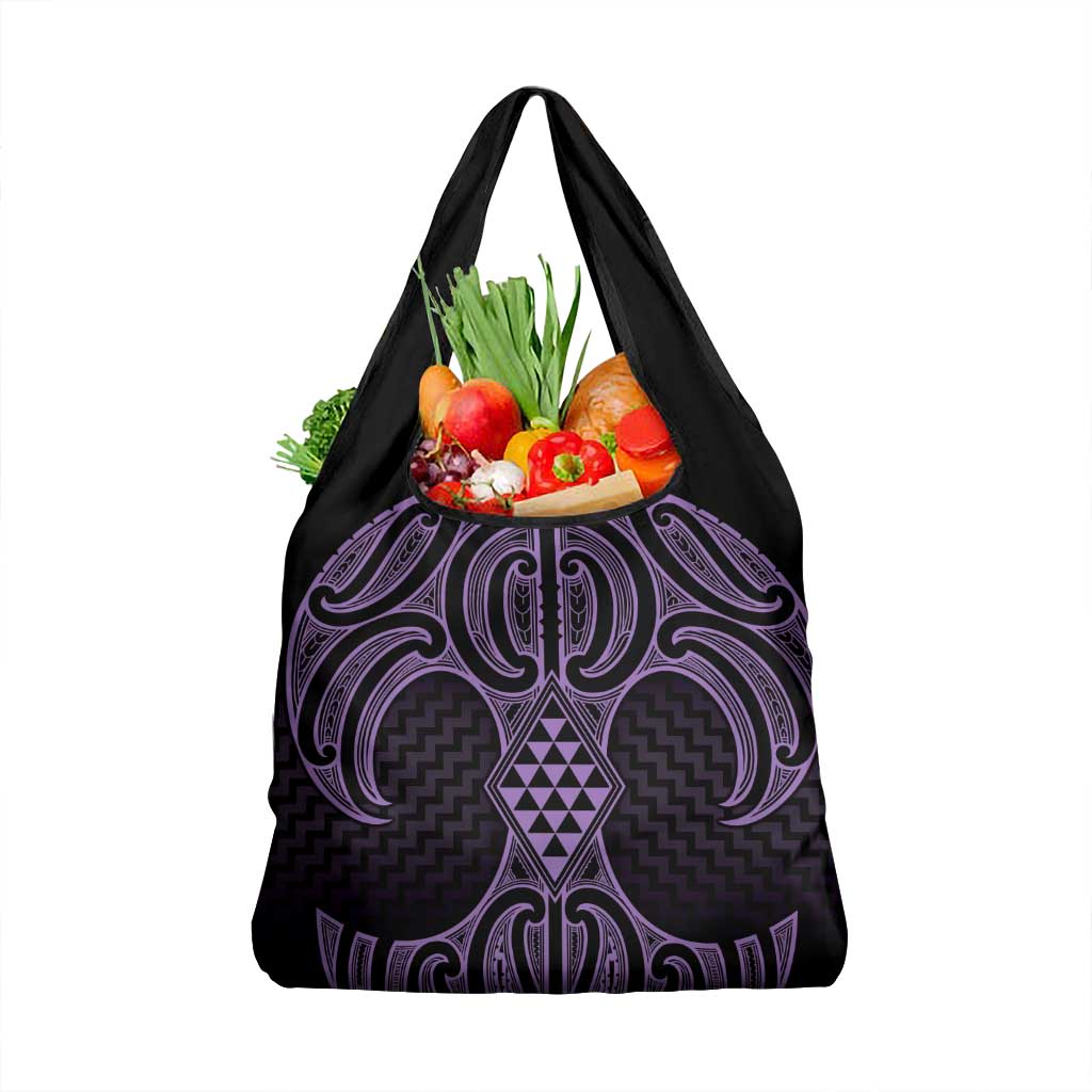 Waiporoporo Maori Ta Moko Poutama Art Grocery Bag LT9 1-pack One Size Purple - Polynesian Pride