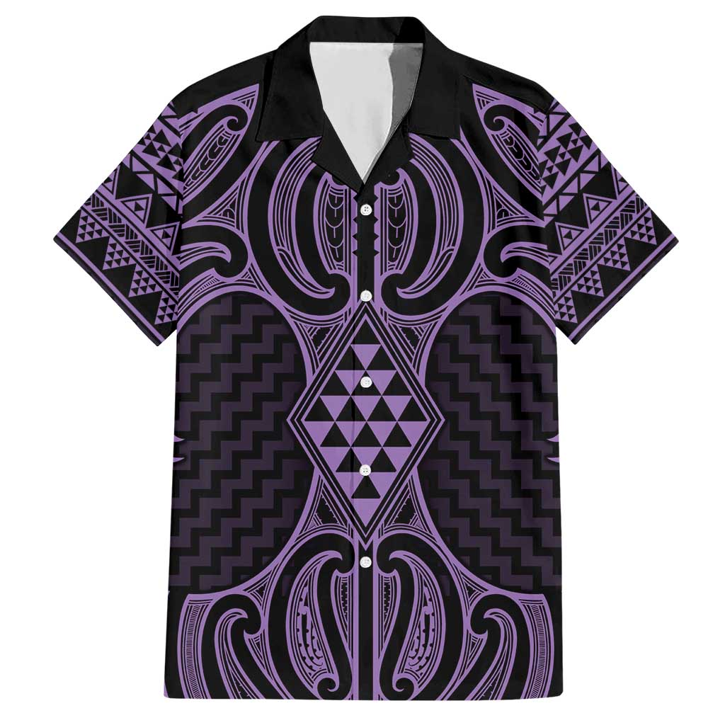Waiporoporo Maori Ta Moko Poutama Art Hawaiian Shirt LT9 Purple - Polynesian Pride