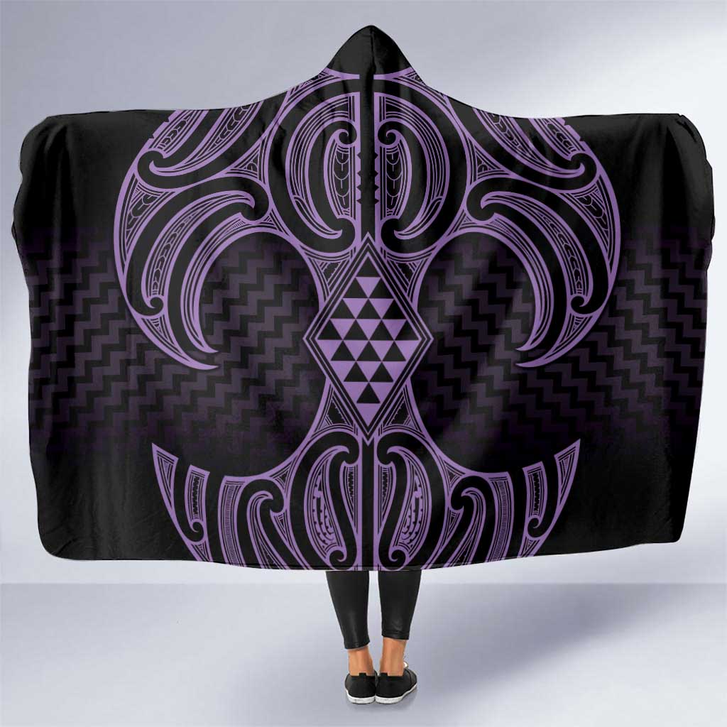 Waiporoporo Maori Ta Moko Poutama Art Hooded Blanket LT9 One Size Purple - Polynesian Pride