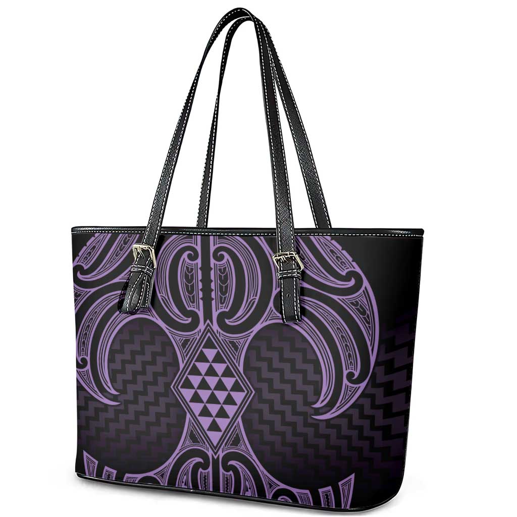 Waiporoporo Maori Ta Moko Poutama Art Leather Tote Bag