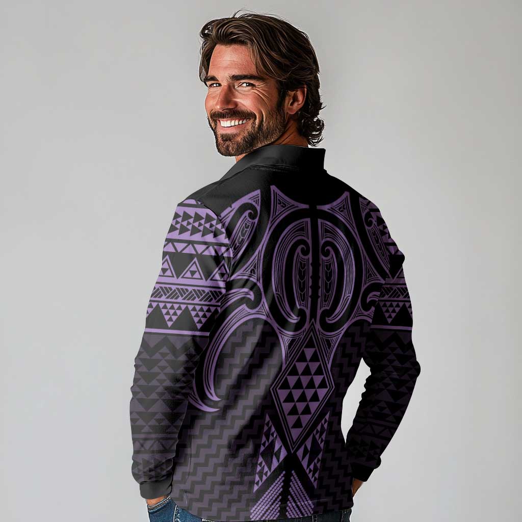 Waiporoporo Maori Ta Moko Poutama Art Long Sleeve Polo Shirt
