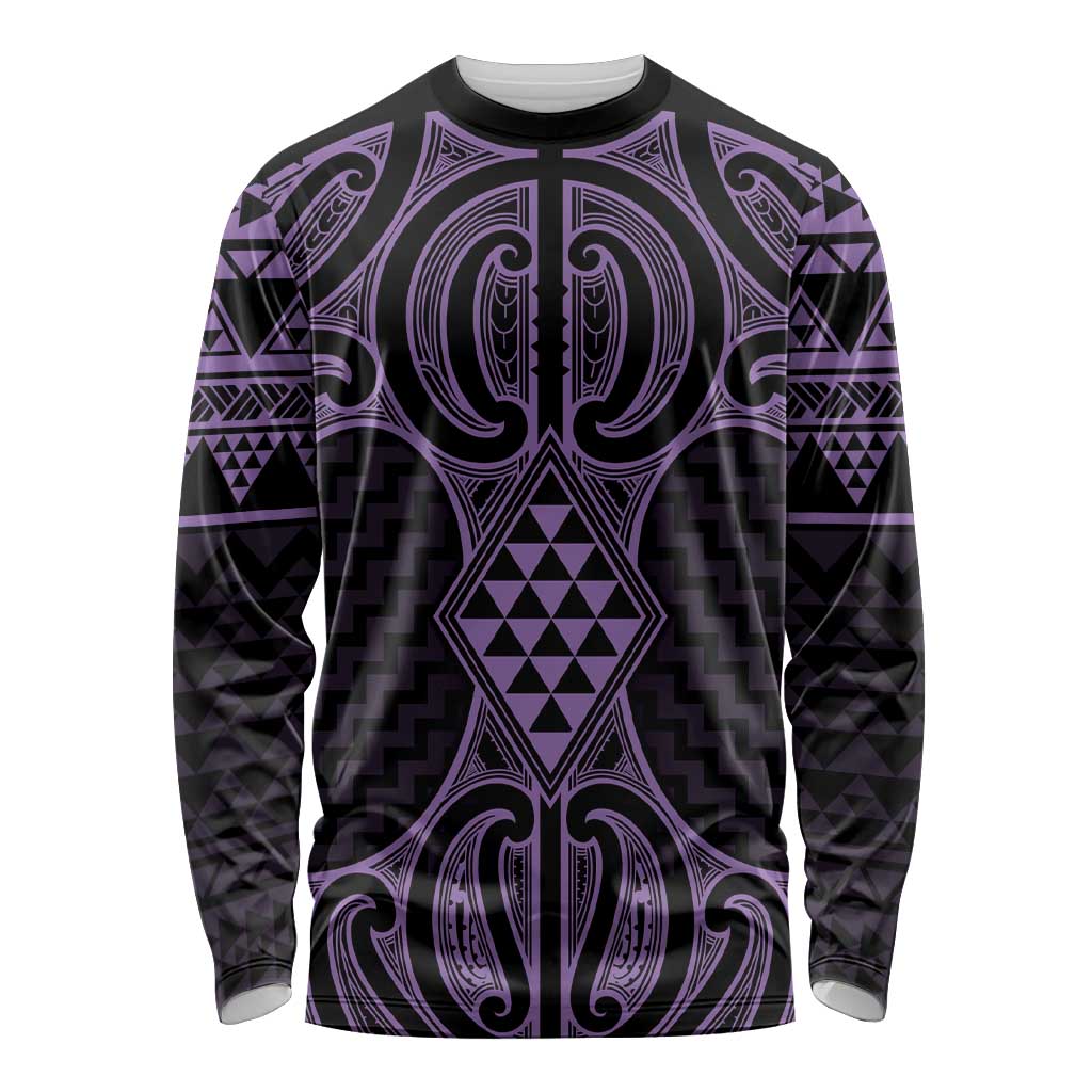 Waiporoporo Maori Ta Moko Poutama Art Long Sleeve Shirt