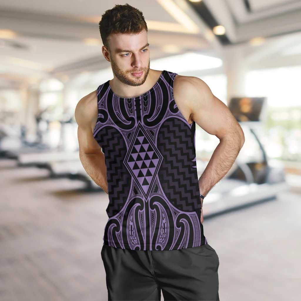Waiporoporo Maori Ta Moko Poutama Art Men Tank Top LT9 Purple - Polynesian Pride