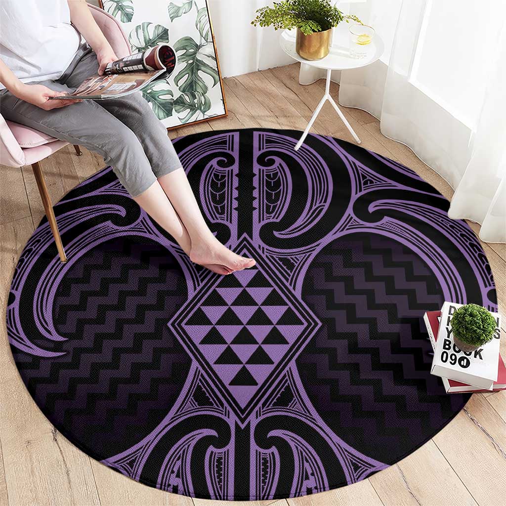 Waiporoporo Maori Ta Moko Poutama Art Round Carpet
