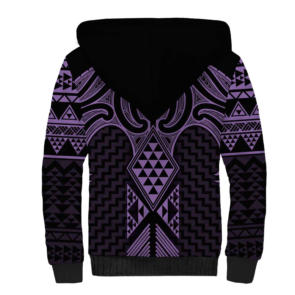 Waiporoporo Maori Ta Moko Poutama Art Sherpa Hoodie LT9 - Polynesian Pride