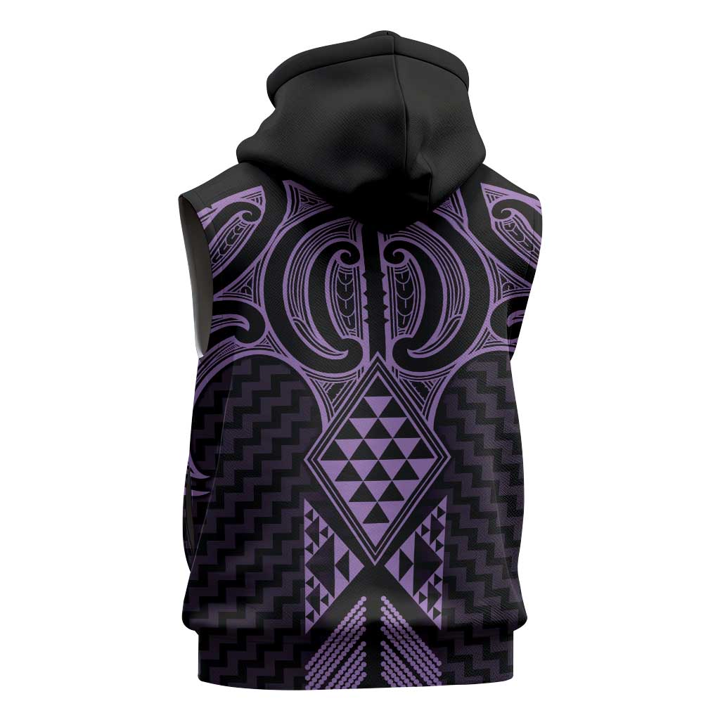 Waiporoporo Maori Ta Moko Poutama Art Sleeveless Zip Hoodie - Polynesian Pride