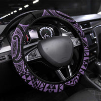 Waiporoporo Maori Ta Moko Poutama Art Steering Wheel Cover LT9 Universal Fit Purple - Polynesian Pride