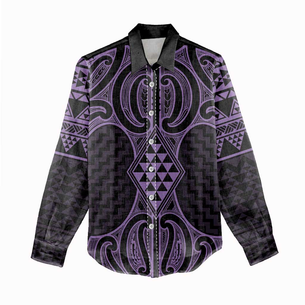 Waiporoporo Maori Ta Moko Poutama Art Women Casual Shirt