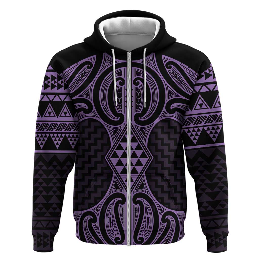 Waiporoporo Maori Ta Moko Poutama Art Zip Hoodie