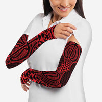 Whero Maori Ta Moko Poutama Art Arm Sleeves - Polynesian Pride