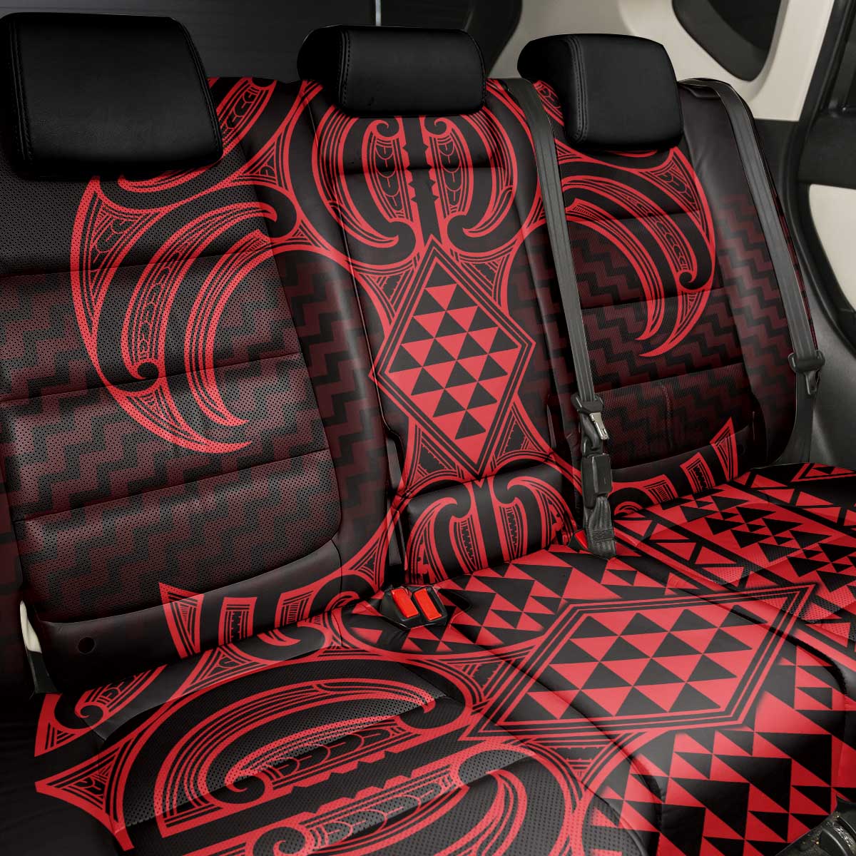 Whero Maori Ta Moko Poutama Art Back Car Seat Cover