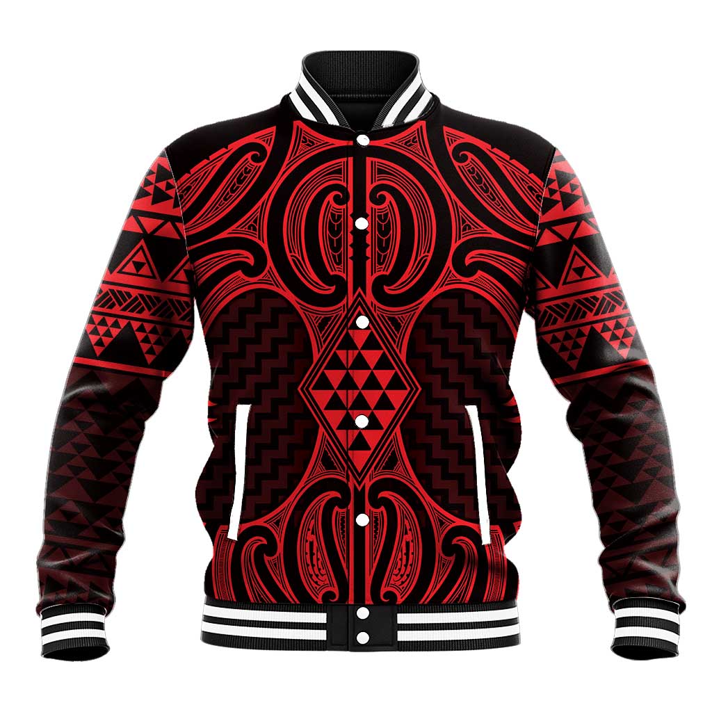 Whero Maori Ta Moko Poutama Art Baseball Jacket
