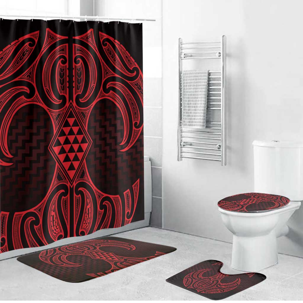 Whero Maori Ta Moko Poutama Art Bathroom Set - Polynesian Pride