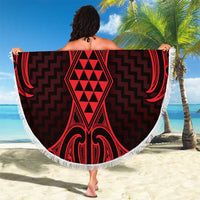 Whero Maori Ta Moko Poutama Art Beach Blanket LT9 - Polynesian Pride
