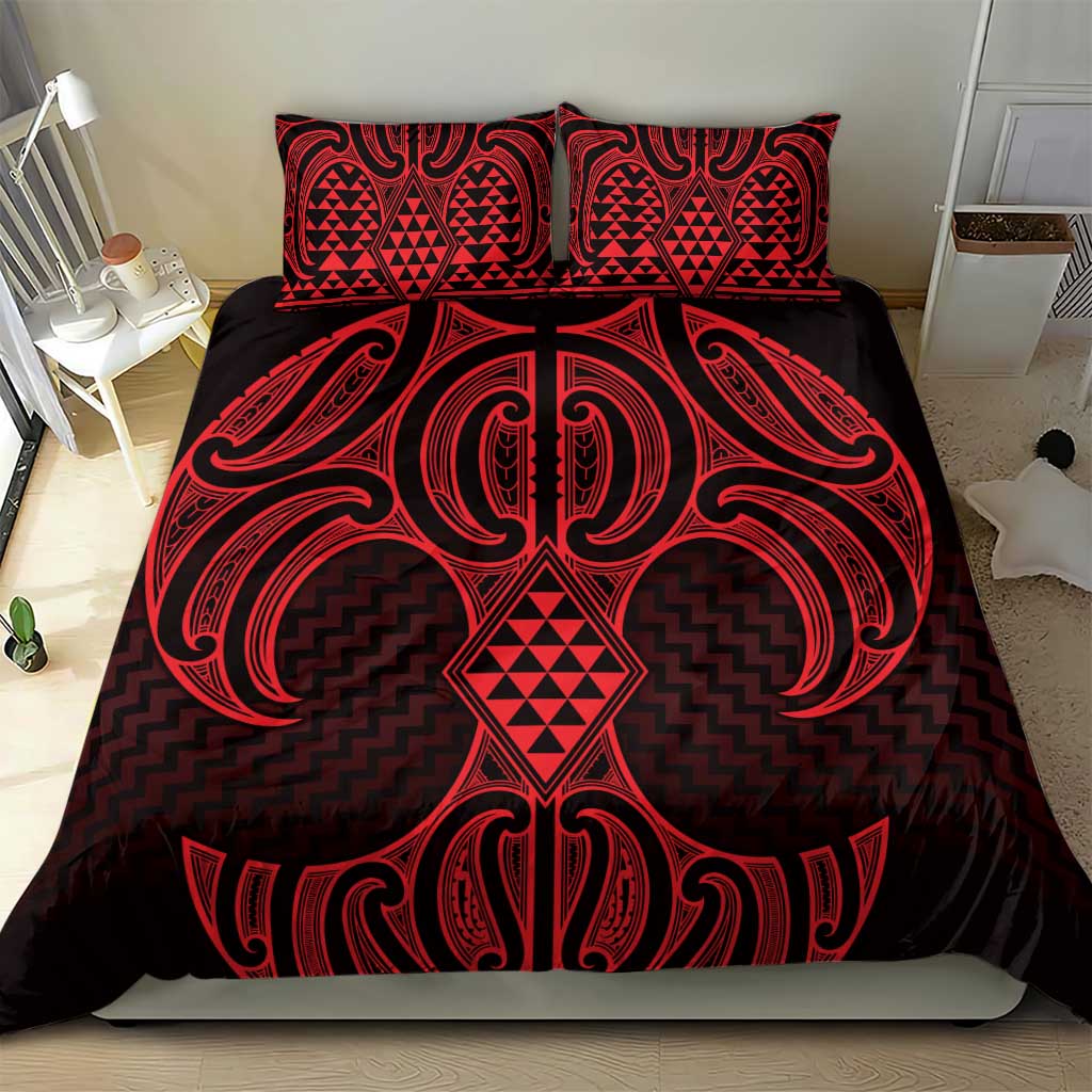 Whero Maori Ta Moko Poutama Art Bedding Set