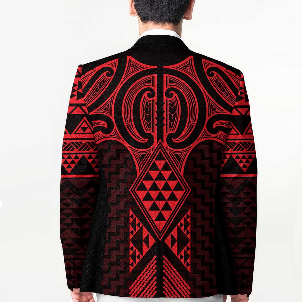 Whero Maori Ta Moko Poutama Art Blazer - Polynesian Pride