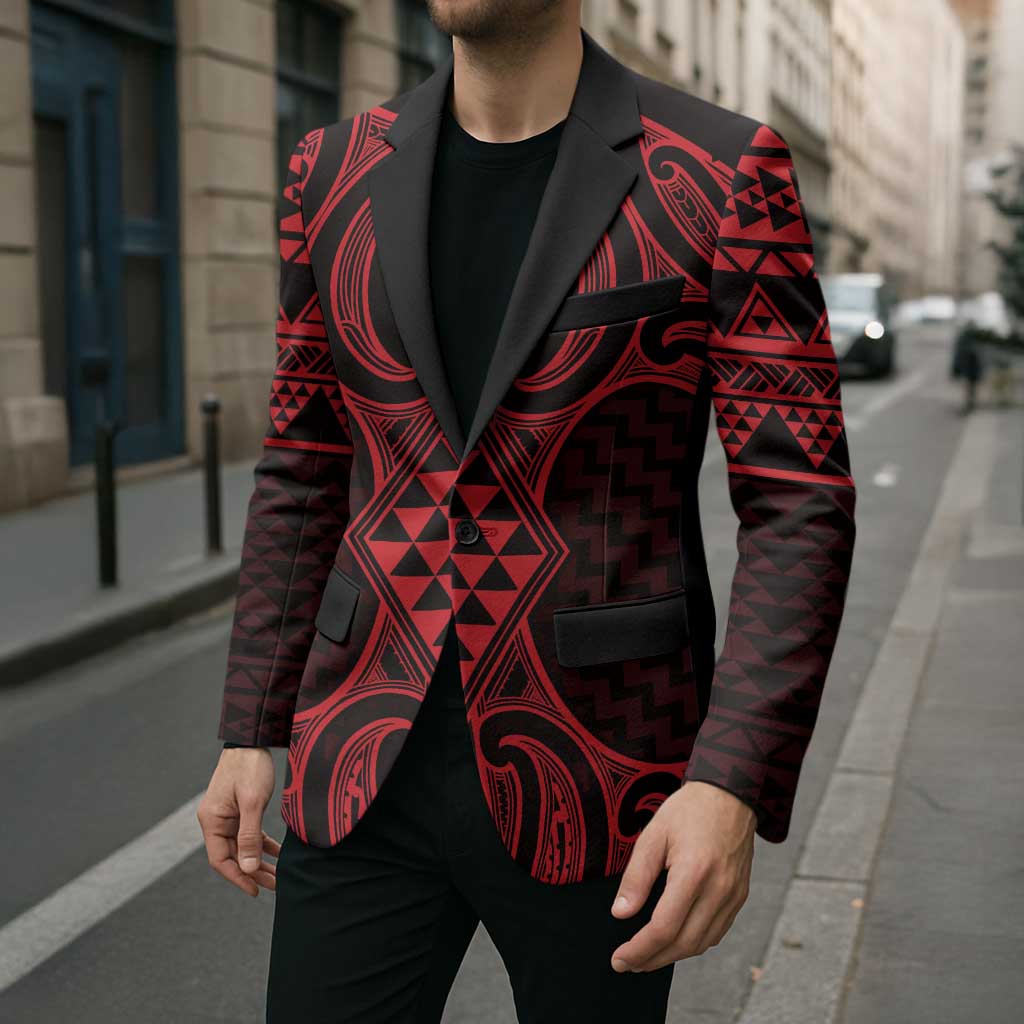 Whero Maori Ta Moko Poutama Art Blazer - Polynesian Pride