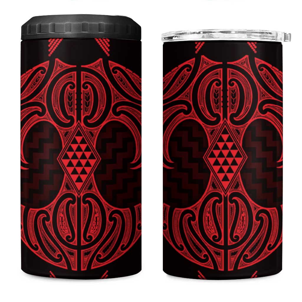 Whero Maori Ta Moko Poutama Art 4 in 1 Can Cooler Tumbler LT9 One Size: 16 oz Red - Polynesian Pride