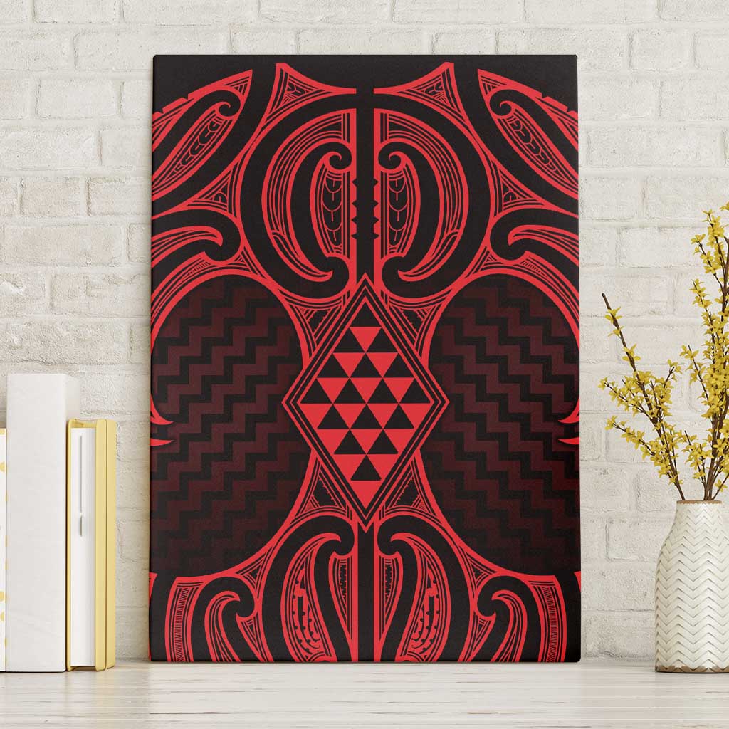 Whero Maori Ta Moko Poutama Art Canvas Wall Art LT9 Without Frame Red - Polynesian Pride