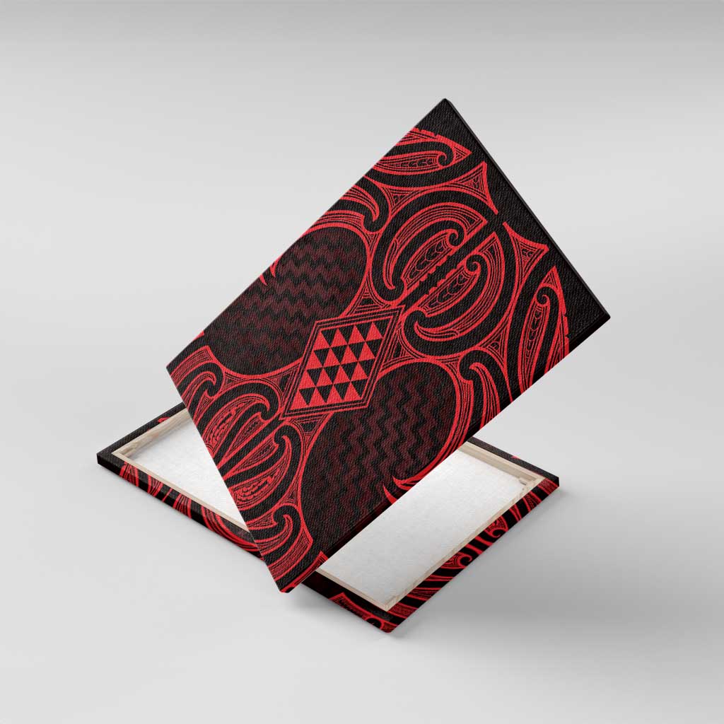 Whero Maori Ta Moko Poutama Art Canvas Wall Art LT9 With Frame Red - Polynesian Pride