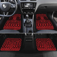 Whero Maori Ta Moko Poutama Art Car Mats LT9 Set 4pcs Red - Polynesian Pride